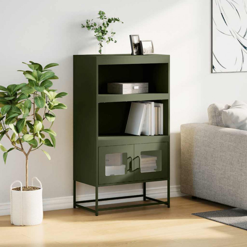 Komoda Oliwkowo-zielona 68x39x123 cm Stal