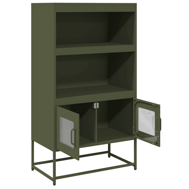 Komoda Oliwkowo-zielona 68x39x123 cm Stal