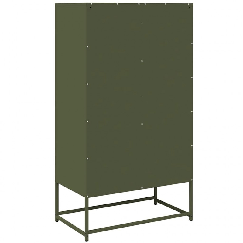 Komoda Oliwkowo-zielona 68x39x123 cm Stal