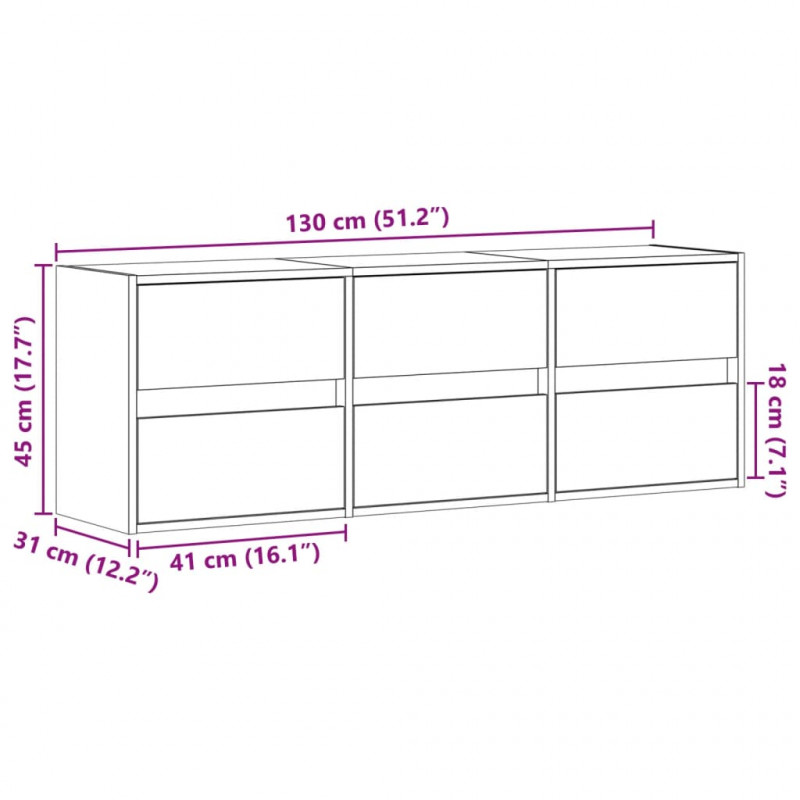 Ścienna szafka TV z LED, biała, 130x31x45 cm