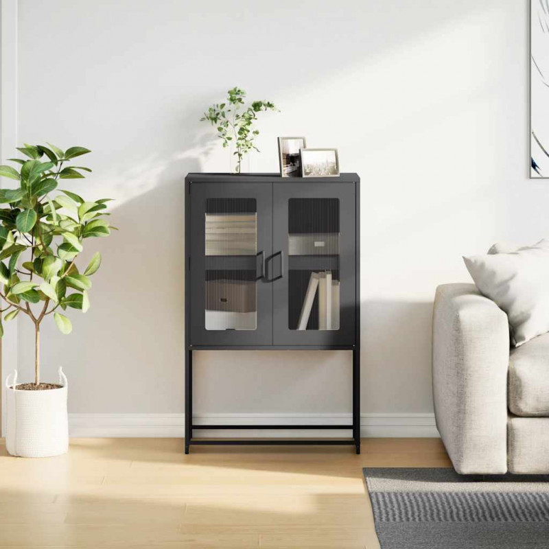 Komoda wysoka czarna 68x39x107 cm stalowa