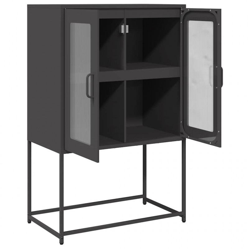 Komoda wysoka czarna 68x39x107 cm stalowa