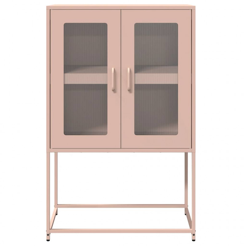 Komoda wysoka różowa 68x39x107 cm stalowa