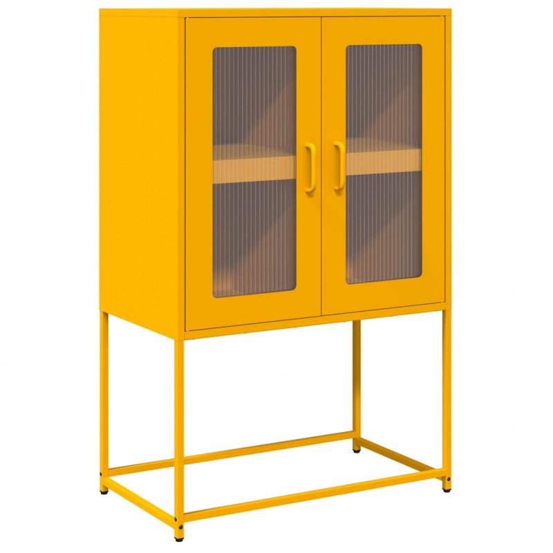 Komoda wysoka Musztardowo-żółta 68x39x107 cm Stal