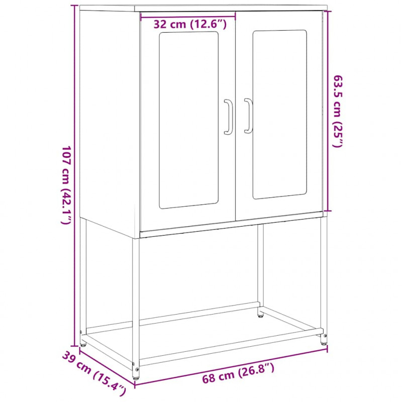 Komoda wysoka Musztardowo-żółta 68x39x107 cm Stal