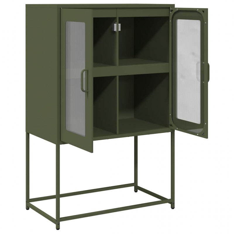 Komoda Oliwkowo-zielona 68x39x107 cm Stal