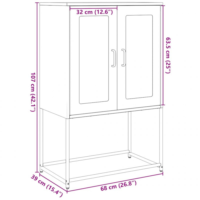 Komoda biała 68x39x107 cm stal
