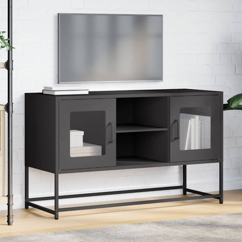 Szafka pod telewizor, czarna, 100,5x39x60,5 cm, stalowa