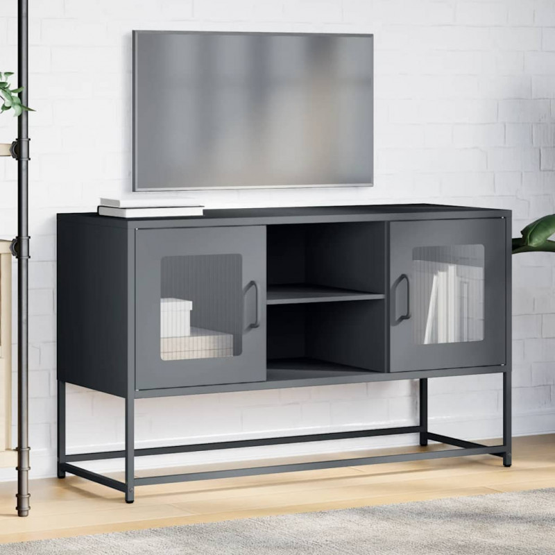 Szafka pod telewizor, antracytowa, 100,5x39x60,5 cm, stalowa