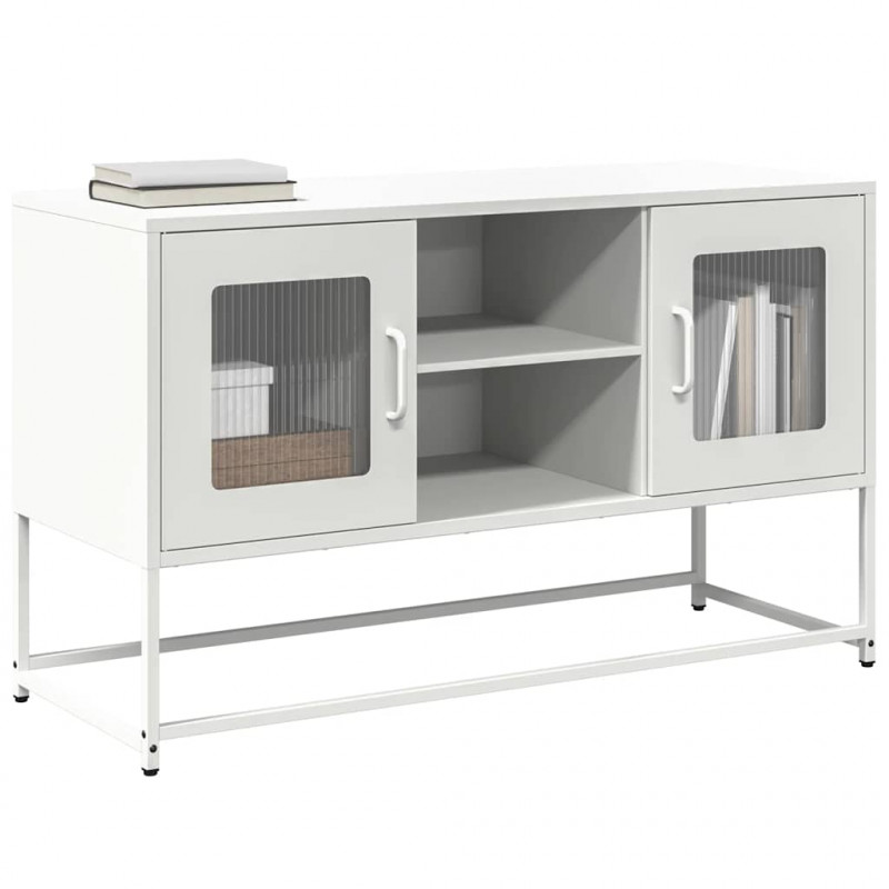 Szafka pod telewizor, biała, 100,5x39x60,5 cm, stalowa