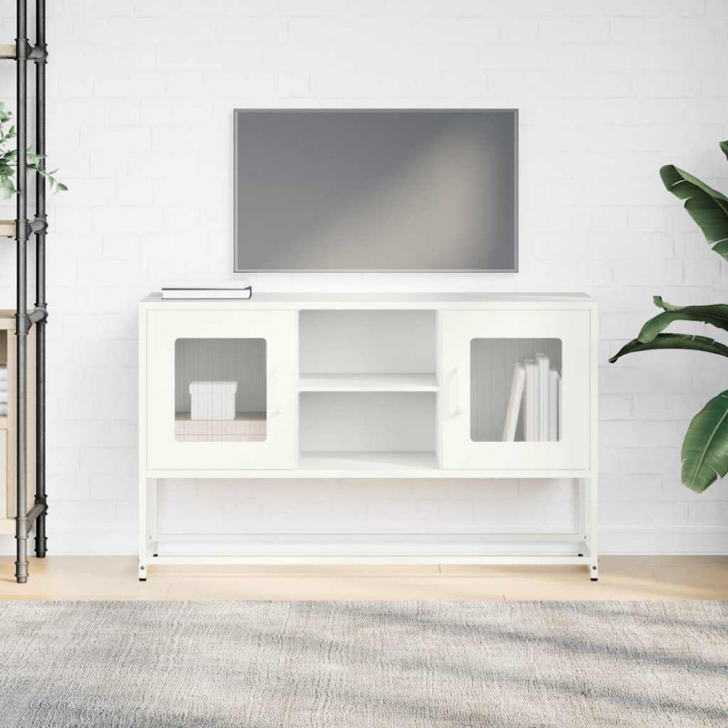 Szafka pod telewizor, biała, 100,5x39x60,5 cm, stalowa