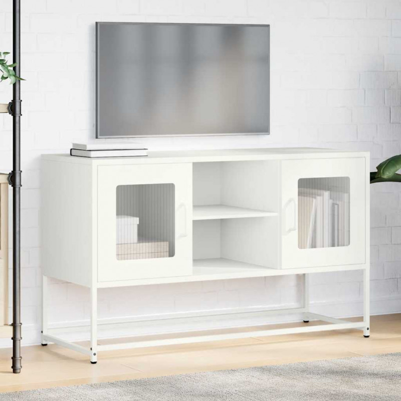 Szafka pod telewizor, biała, 100,5x39x60,5 cm, stalowa