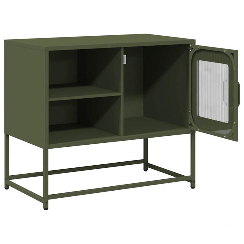 Szafka pod telewizor, oliwkowa, 68x39x60,5 cm, stalowa