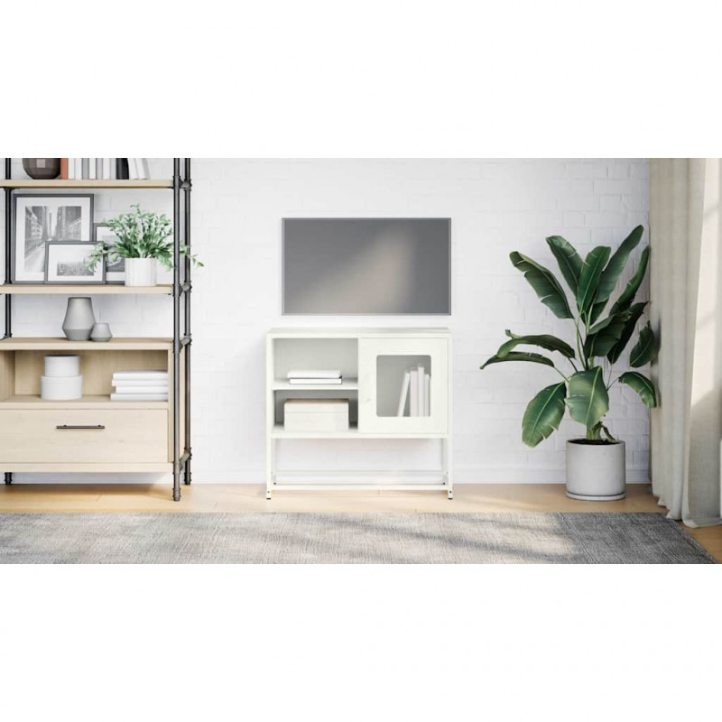Szafka pod telewizor, biała, 68x39x60,5 cm, stalowa