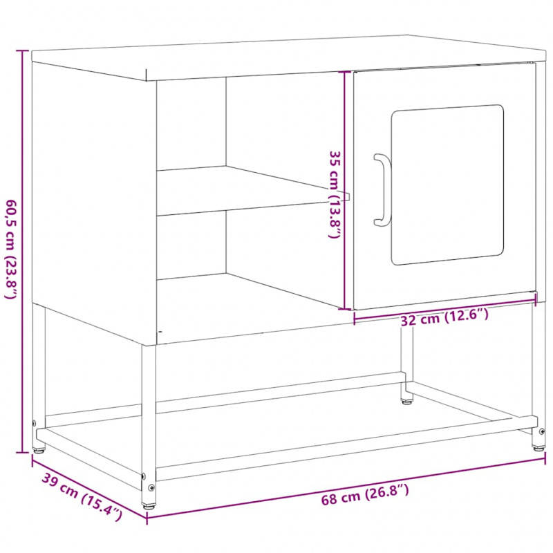 Szafka pod telewizor, biała, 68x39x60,5 cm, stalowa