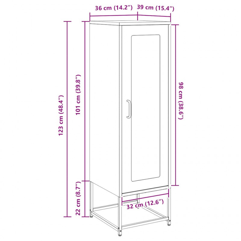 Komoda biała 36x39x123 cm Stal walcowana na zimno