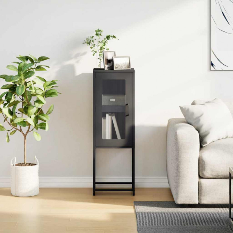 Komoda Czarna 36x39x107 cm Stal walcowana na zimno