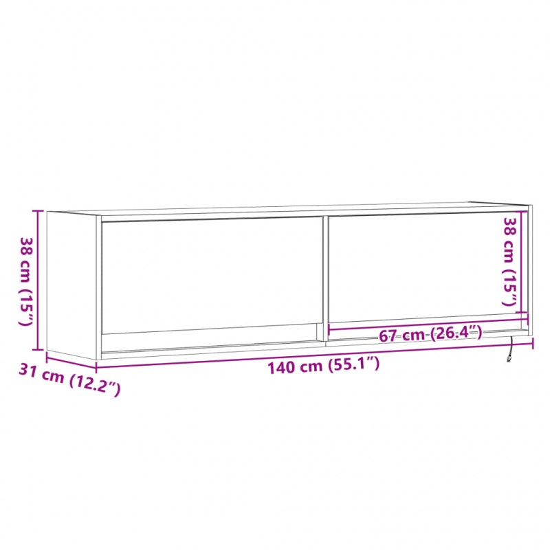Ścienna szafka TV z LED, biała, 140x31x38 cm