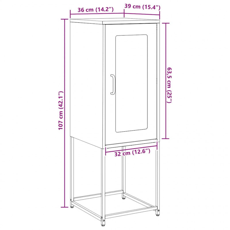 Komoda Musztardowo-żółta 36x39x107 cm Stal walcowana na zimno