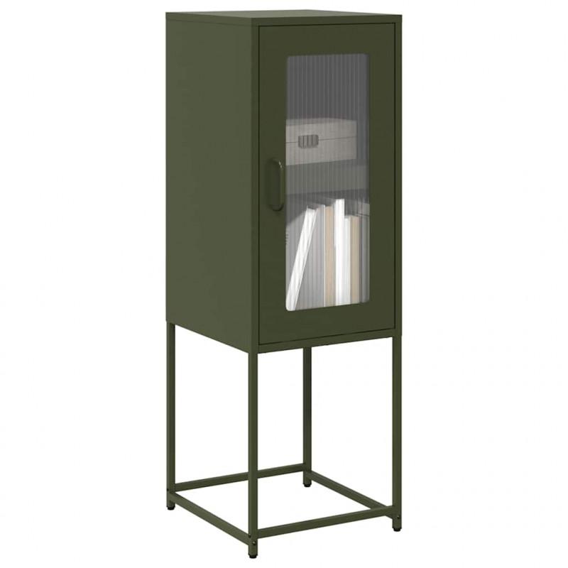 Komoda Oliwkowo-zielona 36x39x107 cm Stal walcowana na zimno