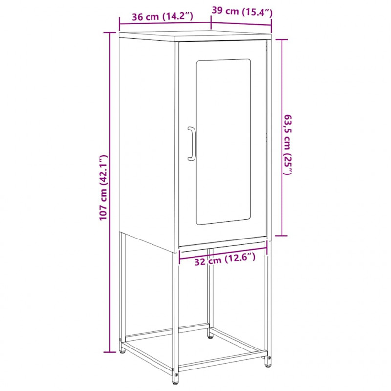 Komoda Oliwkowo-zielona 36x39x107 cm Stal walcowana na zimno