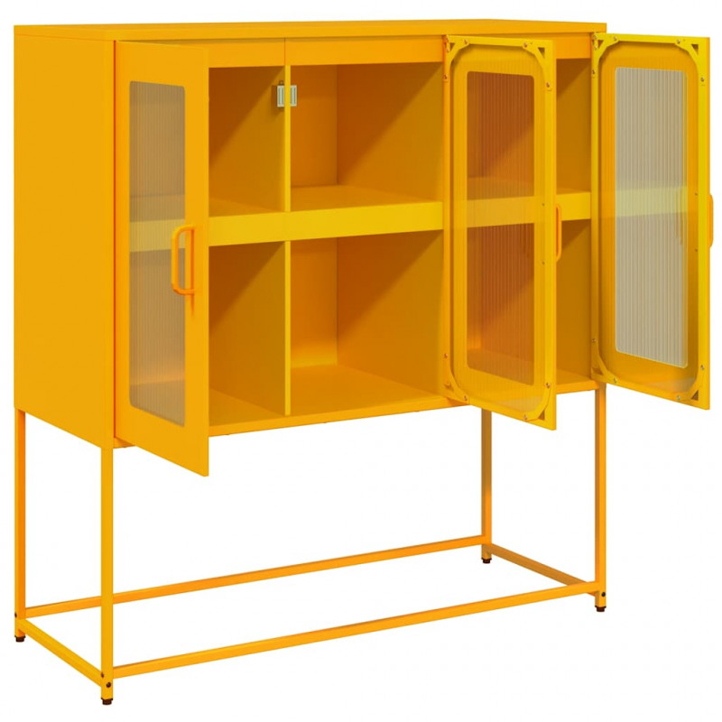 Szafka, musztardowa, 100,5x39x107 cm, stal walcowana na zimno