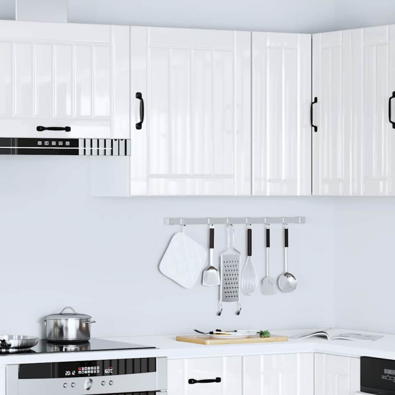 Szafka ścienna kuchenna Wysoki połysk Biały Drewno klejone