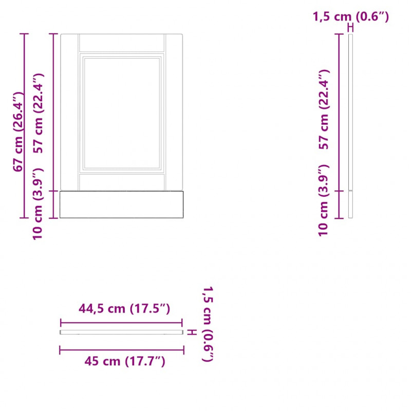 Panel do zmywarki, Porto, biały, 45x1,5x67 cm