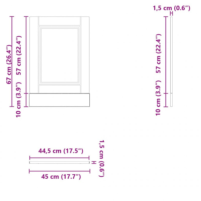 Panel do zmywarki, Porto, stare drewno, 45x1,5x67 cm