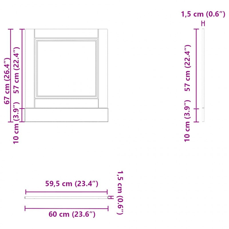 Panel do zmywarki, Porto, przydymiony dąb, 60x1,5x67 cm