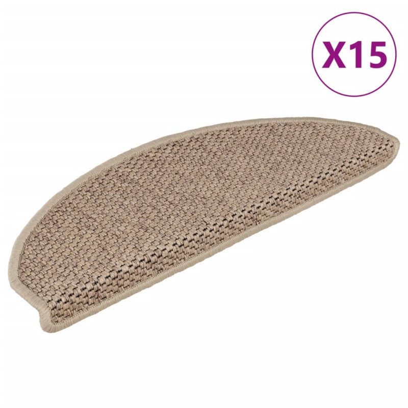 Samoprzylepne nakładki na schody, 15 szt., 65x21x4 cm, piaskowe