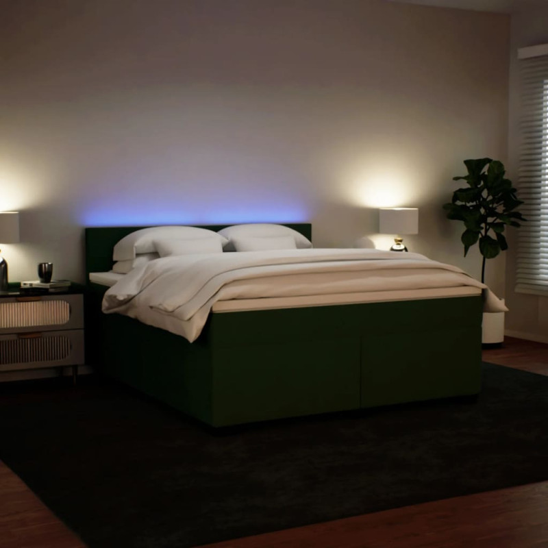 Łóżko kontynentalne z materacem, zielone, aksamit, 200x200 cm