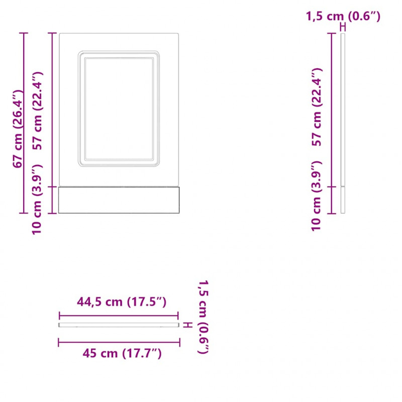 Panel do zmywarki, Kalmar, stare drewno, 45x1,5x67 cm