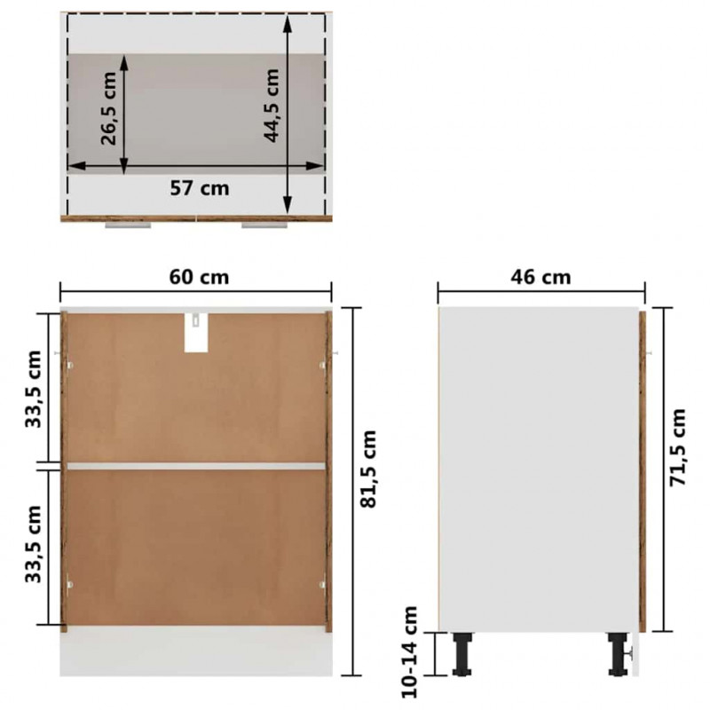 Szafka, stare drewno, 60x46x81,5 cm, materiał drewnopochodny
