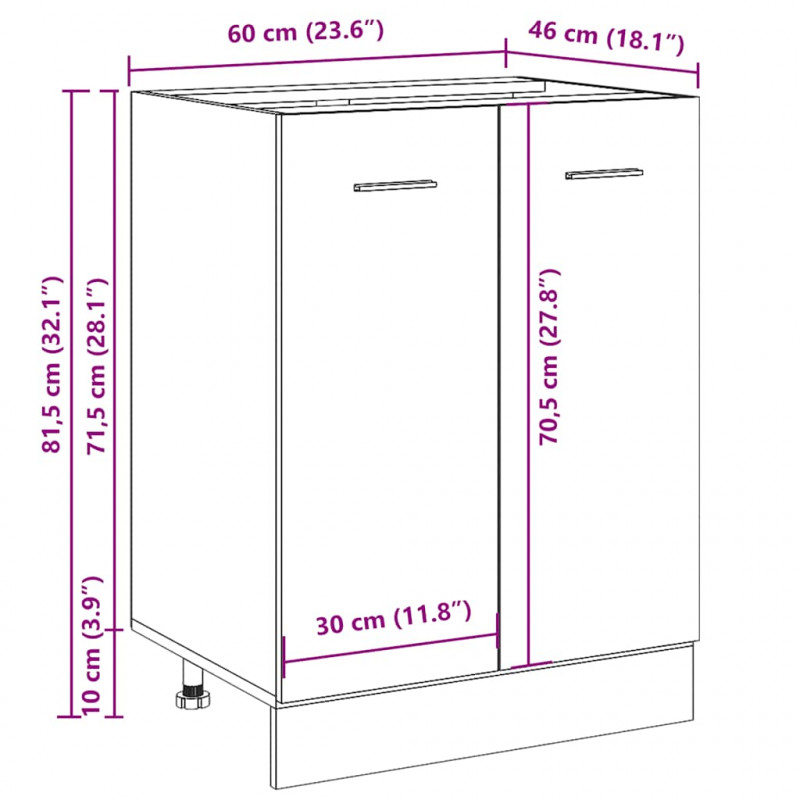 Szafka, stare drewno, 60x46x81,5 cm, materiał drewnopochodny