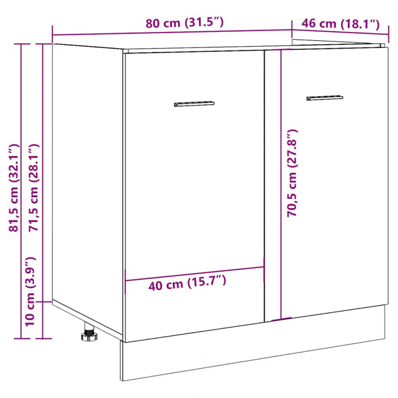 Szafka pod zlew, szarość betonu, 80x46x81,5 cm