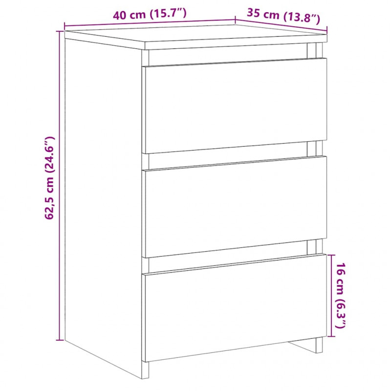 Szafka nocna, stare drewno, 40x35x62,5 cm