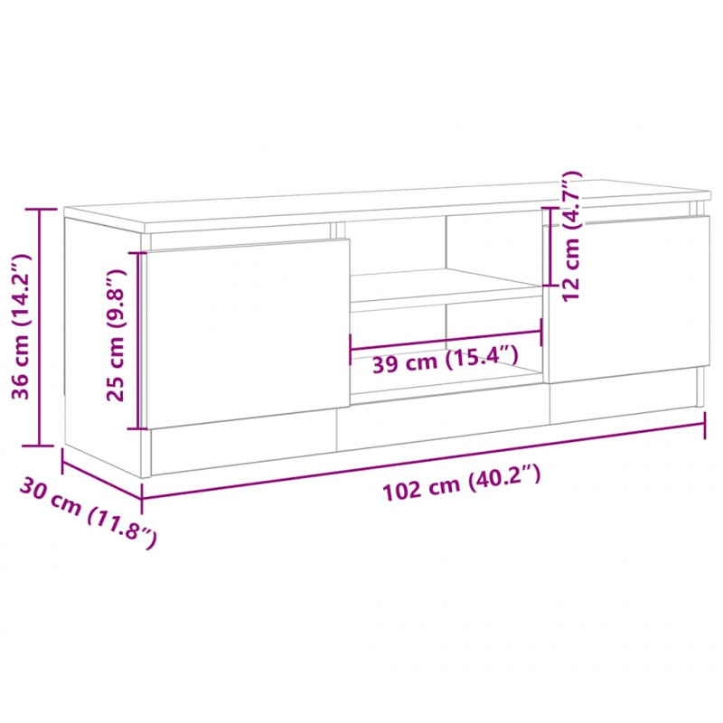Szafka TV, stare drewno, 102x30x36 cm, materiał drewnopochodny