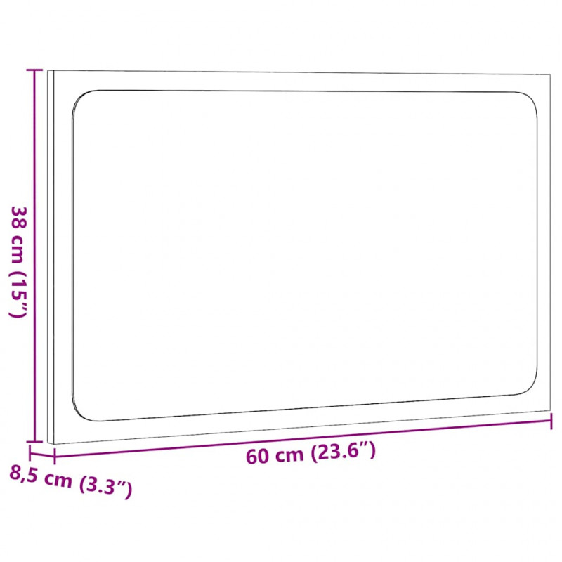 Lustro łazienkowe z LED, dąb artisan, 60x8,5x38 cm