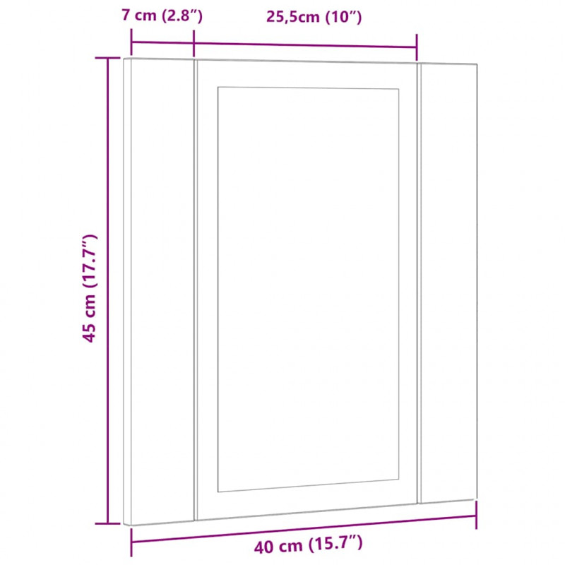 Szafka łazienkowa z lustrem i LED, dąb artisan, 40x12x45 cm