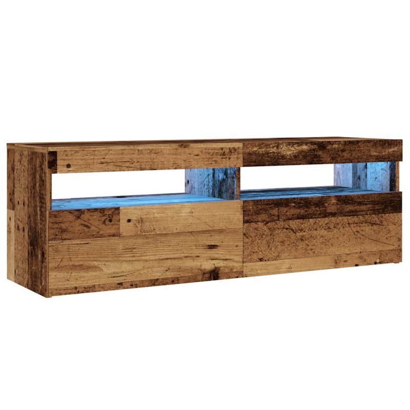 Szafka pod TV z oświetleniem LED, stare drewno, 120x35x40 cm