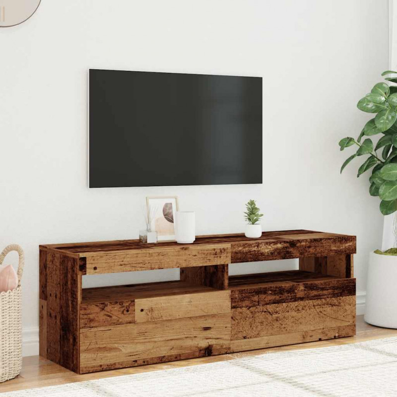 Szafka pod TV z oświetleniem LED, stare drewno, 120x35x40 cm