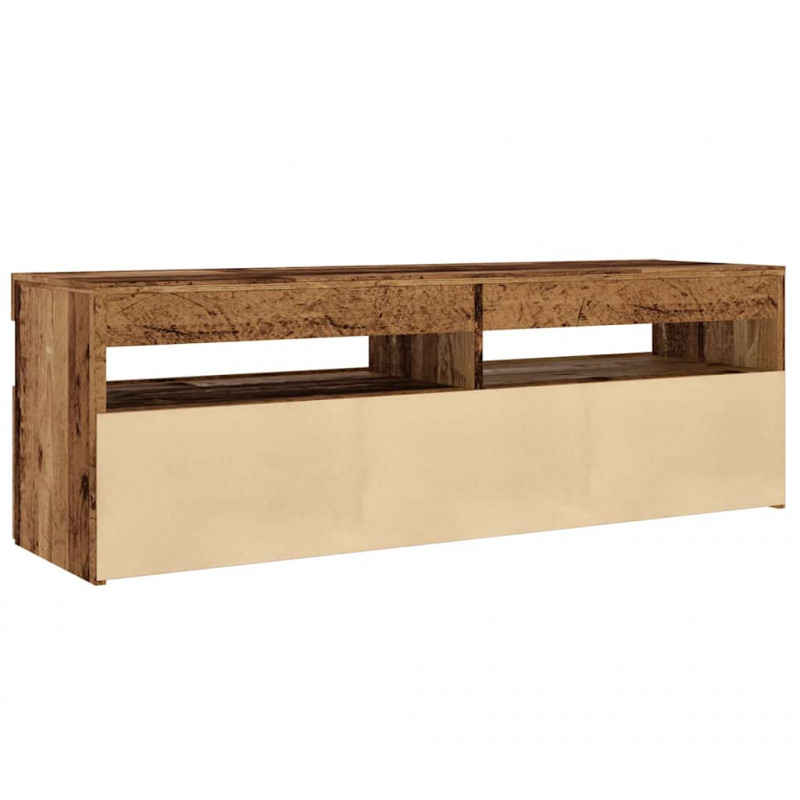 Szafka pod TV z oświetleniem LED, stare drewno, 120x35x40 cm