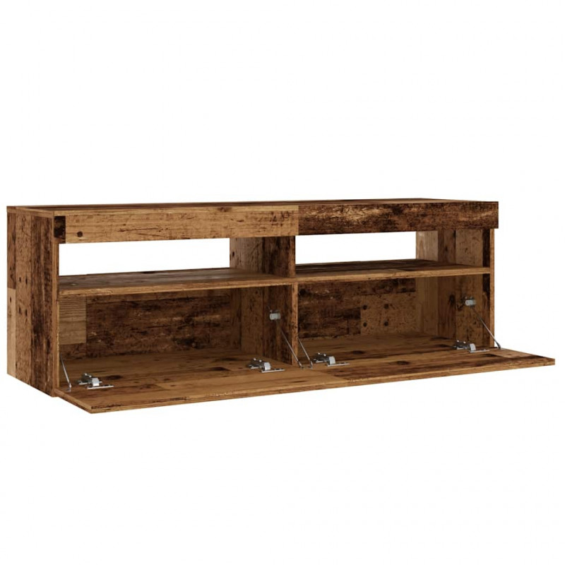 Szafka pod TV z oświetleniem LED, stare drewno, 120x35x40 cm