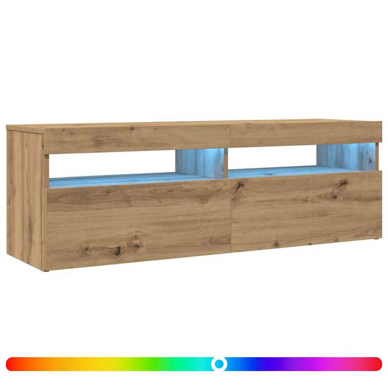 Szafka pod TV z oświetleniem LED, dąb artisan, 120x35x40 cm