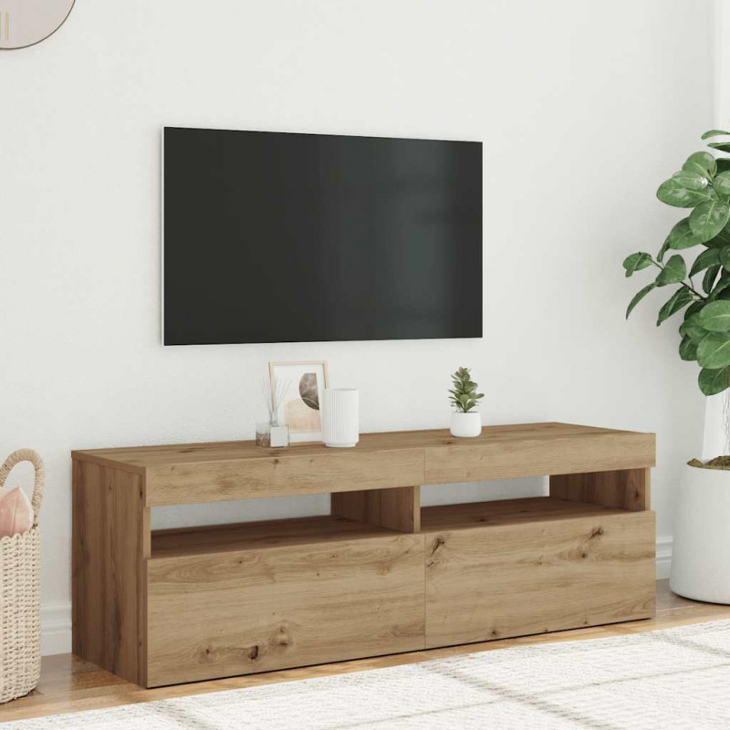 Szafka pod TV z oświetleniem LED, dąb artisan, 120x35x40 cm