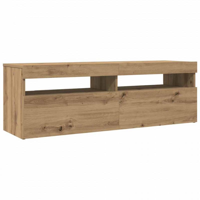 Szafka pod TV z oświetleniem LED, dąb artisan, 120x35x40 cm