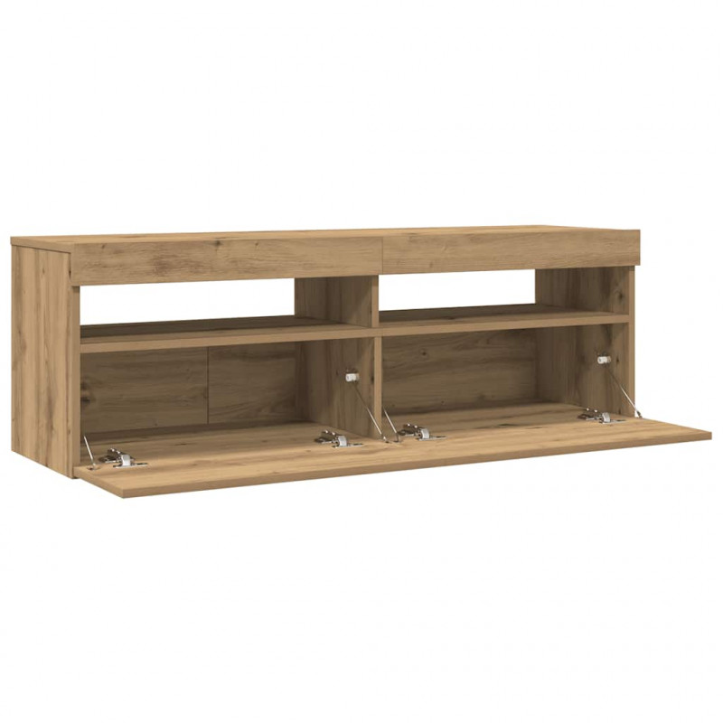Szafka pod TV z oświetleniem LED, dąb artisan, 120x35x40 cm