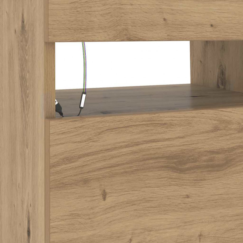 Szafka pod TV z oświetleniem LED, dąb artisan, 90x35x40 cm