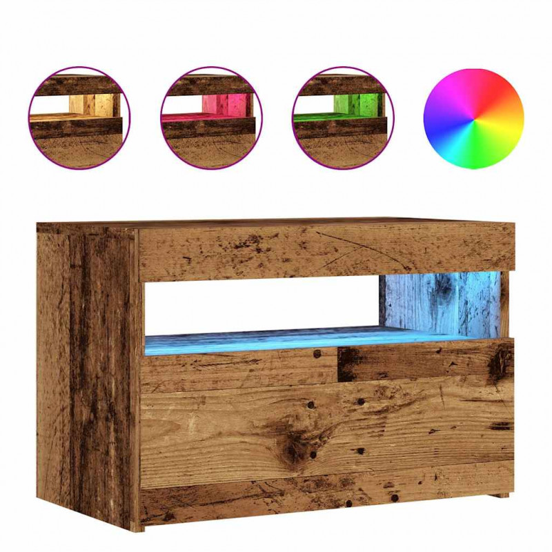 Szafka pod TV z oświetleniem LED, stare drewno, 60x35x40 cm